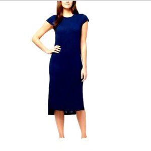 NWT Jessica Simpson Brees Midi T Shirt Dress Navy Blue Short Sleeve Sz XL #43i